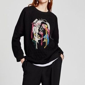 Zara Oversized Abstract Quilted Sweater